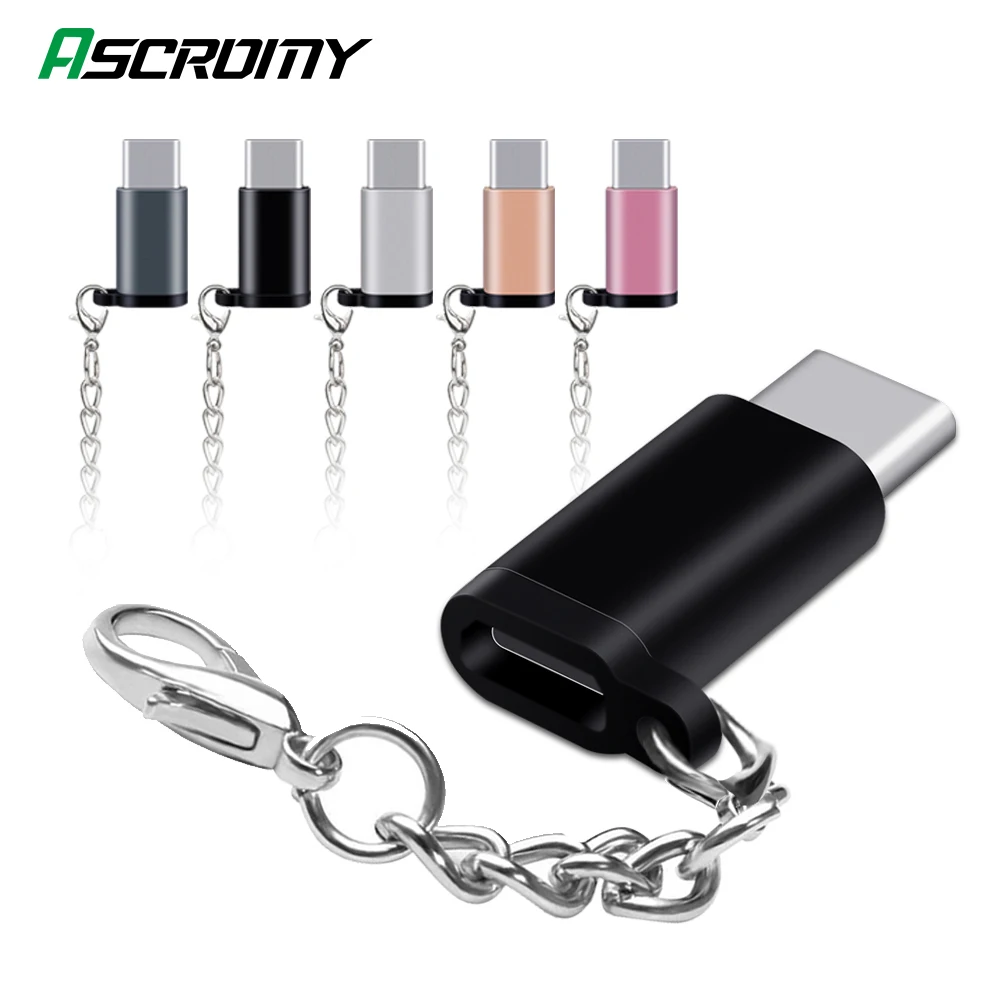 Ascromy USB C адаптер Micro Type конвертер разъем с брелок зарядное устройство для samsung S9 S8