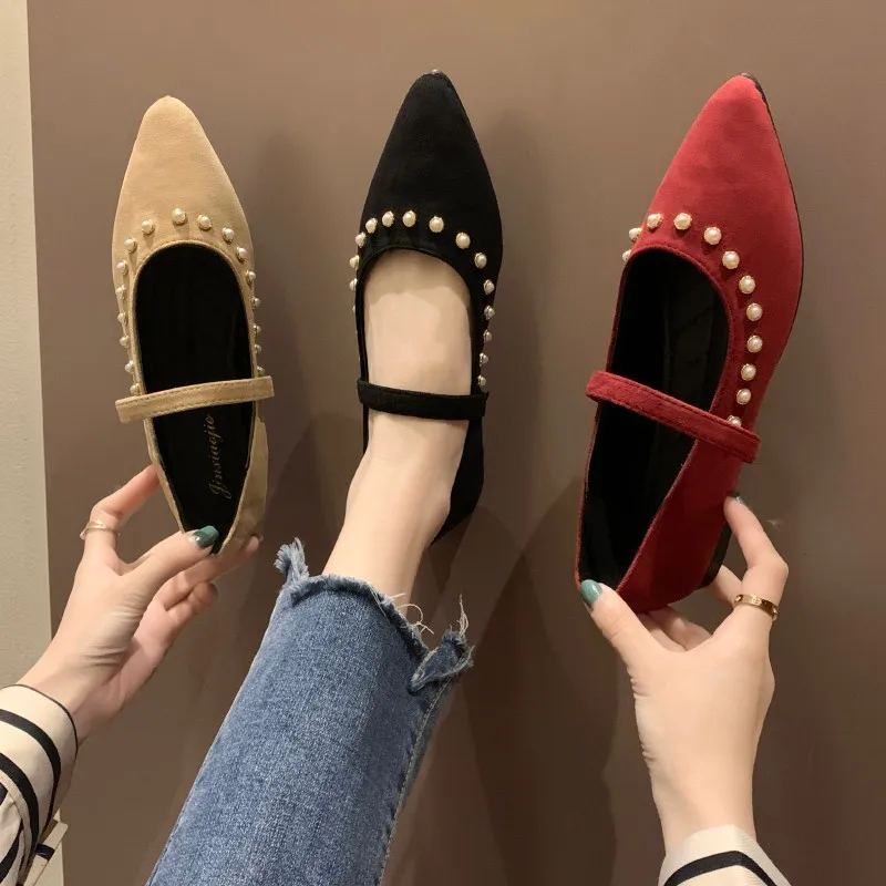 

2020 Fashion Women's Flats For New Spring Slip-On Pointed Toe Casual Flat Shoes Basic ballet Shoes Woman Metal decoration U25-38