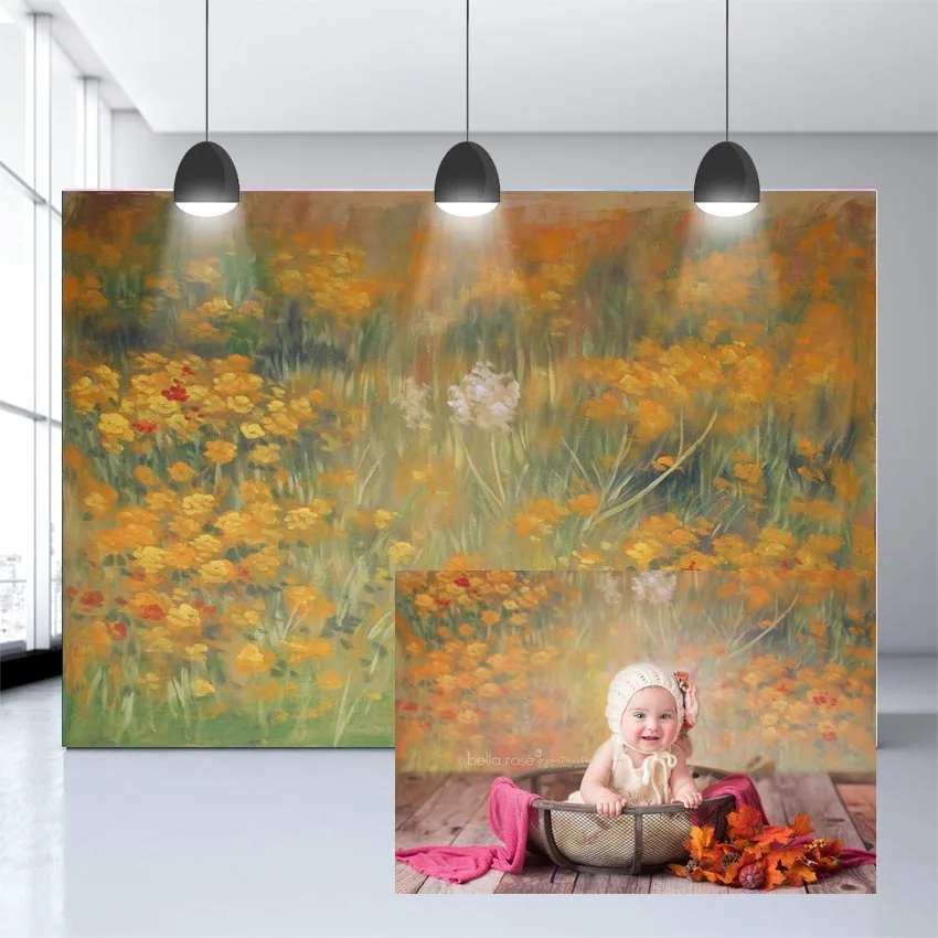

Mehofond Child Portrait Photography Background Golden Autumn Flower Backdrop Newborn Baby Shower Photo Studio Custom Photocall