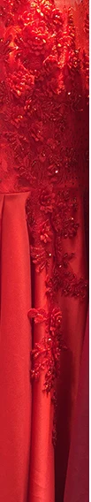 Красный Женское атласное вечернее платье SSYFashion, роскошное длинное бальное платье без рукавов, с цветочным кружевом и бисером, банкетное платье для свадебных торжеств и выпускных вечеринок - Цвет: Красный