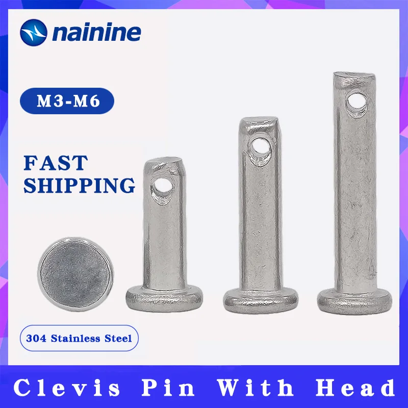 2/5Pcs GB882 Dowel Pin Flat Head Cylindrical Pin With Hole 304 Stainless Steel HW182