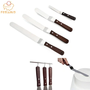 FEBWIND металла офсетная печать лопатка для торта пекарня 4 6 8 10 дюймов Нержавеющаясталь выпечки Espatula инструменты для украшения торта 022