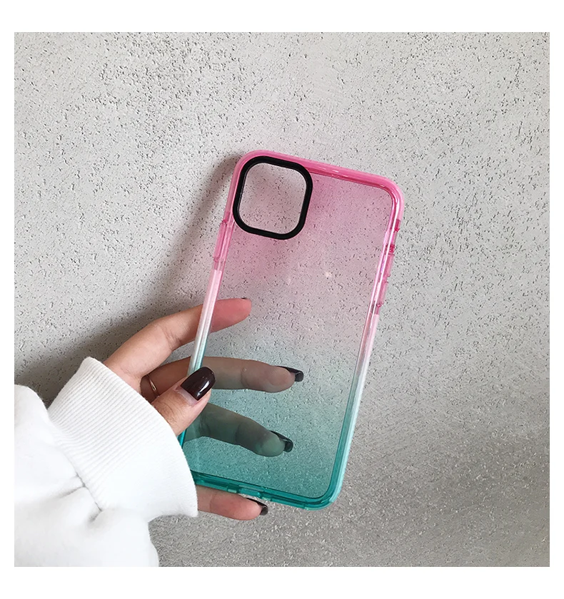 Градиентный противоударный чехол для iPhone SE 2020 11 Pro Max прозрачный мягкий XR XS X 8 7 6 6s