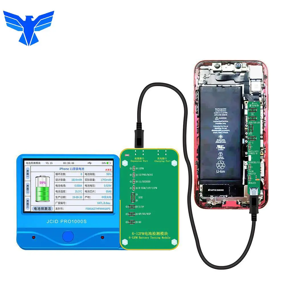 

JCID 1000S Battery Testing Module for iPhone 6-12Pro max Battery Reading and Writing Health Cycle Battery Charge Earpiece board