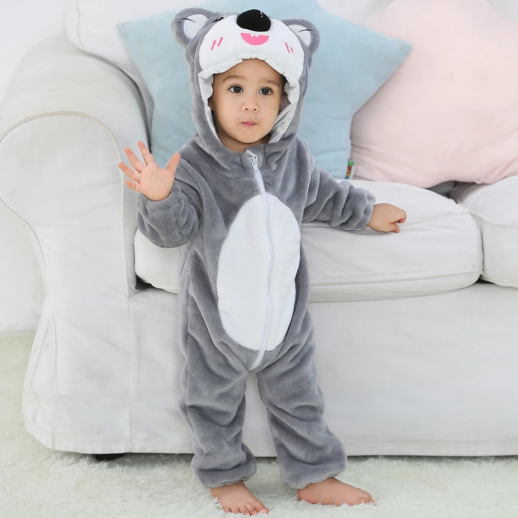 

Winter New Born Baby Clothes Romper Baby Jumpsuit Animal Hooded Pajamas Cow Panda Costume Boys Girls Overalls Infant Clothing