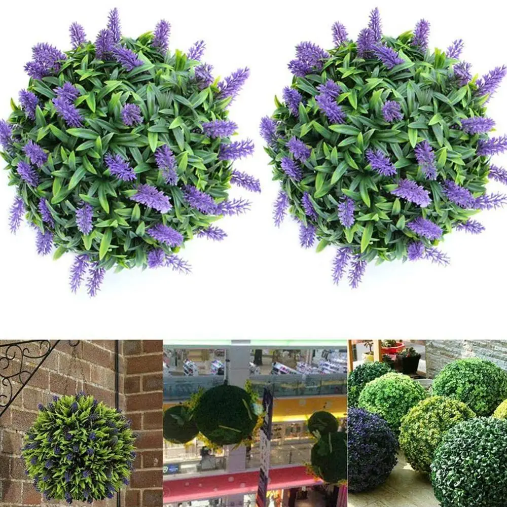 

NEW 30cm Green Grass Ball Plastic Lavender Plant Ornament Garden Artificial Wedding Flower For Party Decor Hanging Ball