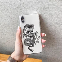 fashion animal pattern dragon phone case for iphone 13 11 12 pro xs max x xr se20 7 8 plus tpu transparent soft cover clear bag
