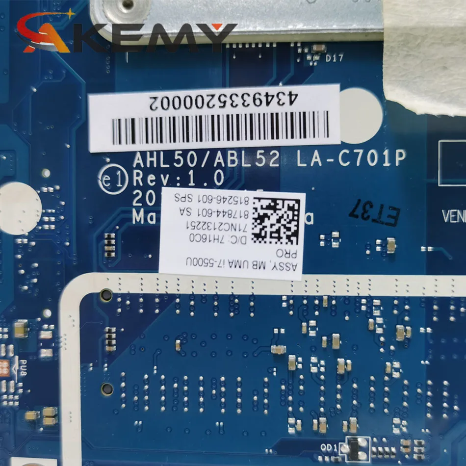 AHL50 / ABL52 LA-C701P для HP 15-AC 15T-AC 250 G4 материнская плата ноутбука CPU i5-5200U DDR3 100% тестовая