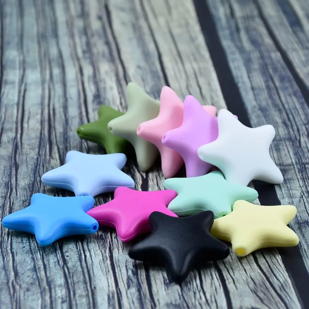Mordedores de silicona con estrellas para beb&eacute;, varillas de silicona para morder, productos para enfermera, regalo para Baby Shower, 50 Uds.-0