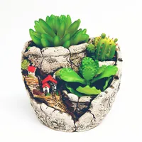 Cement Stone Planter Clay Mould DIY Garden Decorating Succulent Plants Concrete Silicone Pot Mold