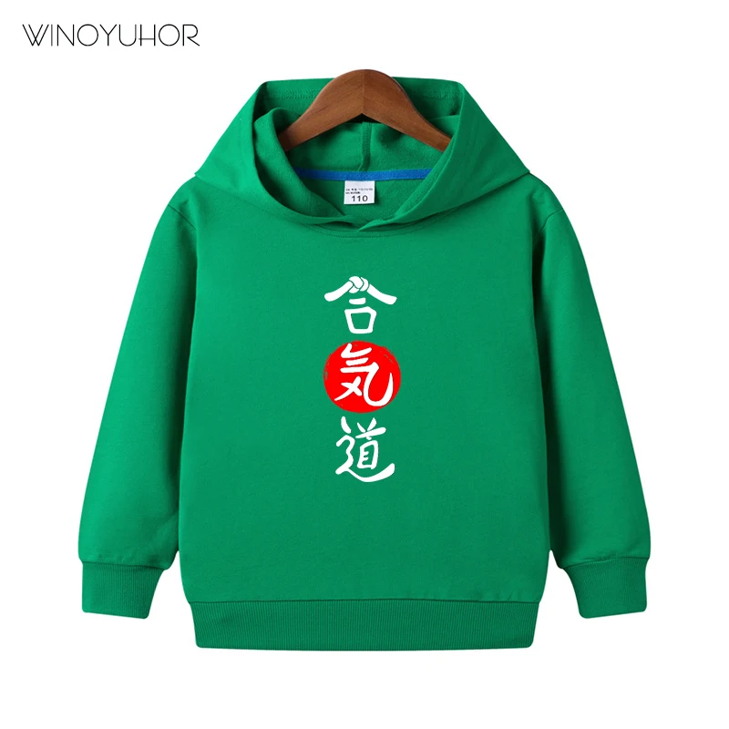 Толстовки Kanji Aikido для детей мальчиков повседневные хлопковые пуловеры с длинным