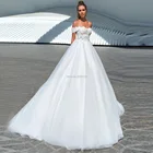 Платье Свадебное ТРАПЕЦИЕВИДНОЕ с открытыми плечами, Кружевная аппликация, со шлейфом, свадебные наряды