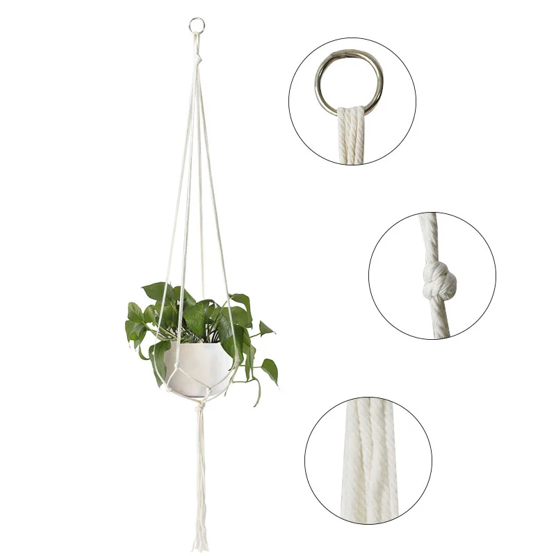 Handmade Flower Pot Hanging Basket, 35-48 Inches, Vintage Decor, Knotted Rope Plant Hanger for Home and Garden, Macrame Plant Holder, Net Bag Tray image 5
