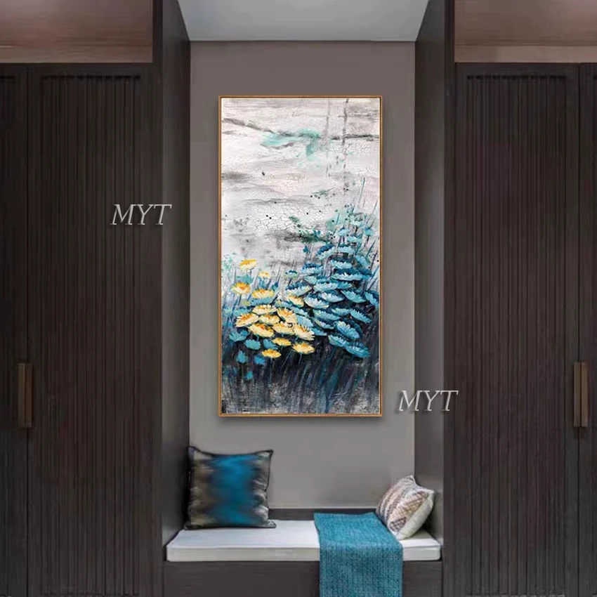 

Картина с хризантемами, без рамки, ручная роспись маслом на холсте, свадебное украшение, абстрактное искусство, домашний декор