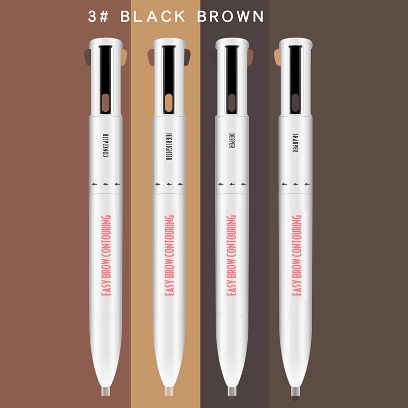 

4 in 1 Easy to Wear Eyebrow Contour Pen Defining Highlighting Brow Pen Waterproof Sweatproof B99