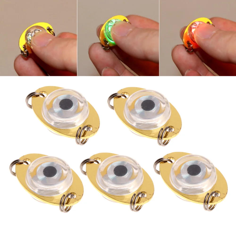 

5 Pcs LED Sequins Deep Drop Underwater Bait Eye Shape Night Fishing Lure Light Flashing Lamp (Red Green Blue White Colorful Ligh