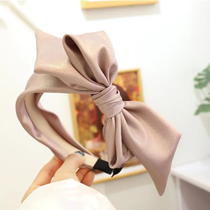 

Top Quality Handmade Side Bow Knotted Headbands for Women Party Headwear Korean Shiny Fabric Hairbands Teen Girls Hair Headband