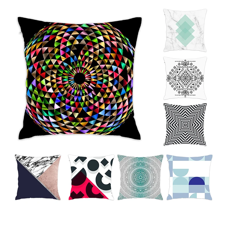 

[Douladou] Mandala Toroid Geometric Cushion Cover Printed Pillows COUCH Pillow Case Polyester Decorative Pillowcase45x45CM