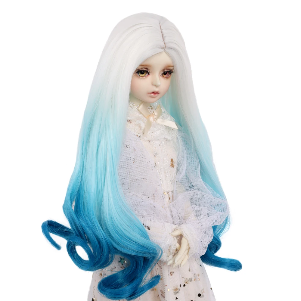 MUZIWIG 1/3 1/4 BJD кукла DIY парик длинные вьющиеся волосы синий градиент большой рулон