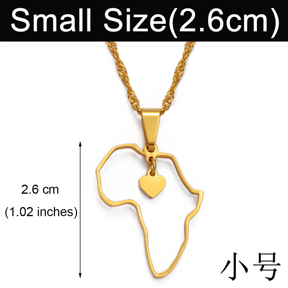 2.6cm pendant Anniyo(два размера) золотой цвет кулон Карта Африки ожерелья для женщин девочек сердце Африканский карты ювелирные изделия талисманы подарки#010421 - Окраска металла: 2.6cm pendant