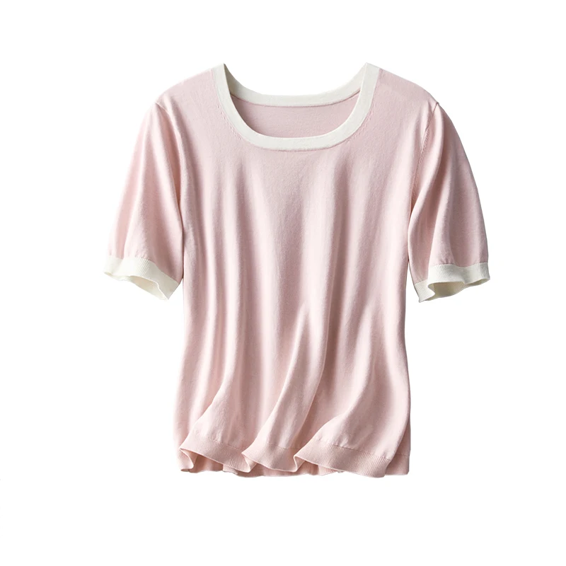 

Shuchan 50% шелк + 50% Искусственная женская летняя одежда с квадратным вырезом и коротким рукавом Бесплатная доставка товаров для женщин