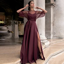 Robe De bal en Satin rouge vin De haute qualité pour femmes, robe De soirée trapèze longue, taille personnalisée, 2021  (4)