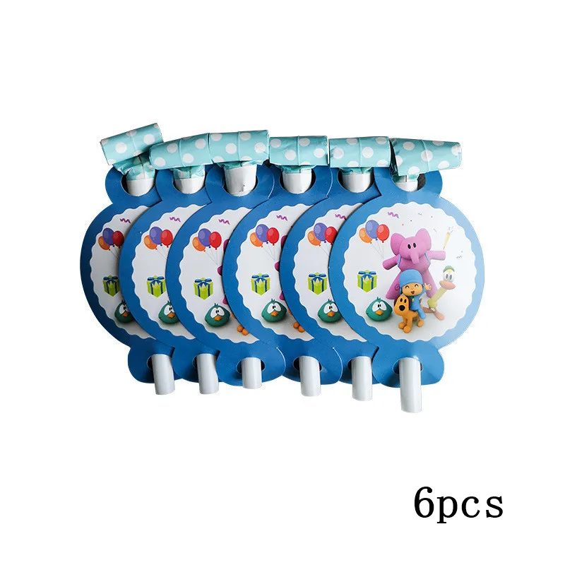 6pcs POCOYO детей с днем рождения поставки мультфильм собака слон малыш душ Мальчики украшения шар посуда чашка тарелка - Цвет: 6pcs