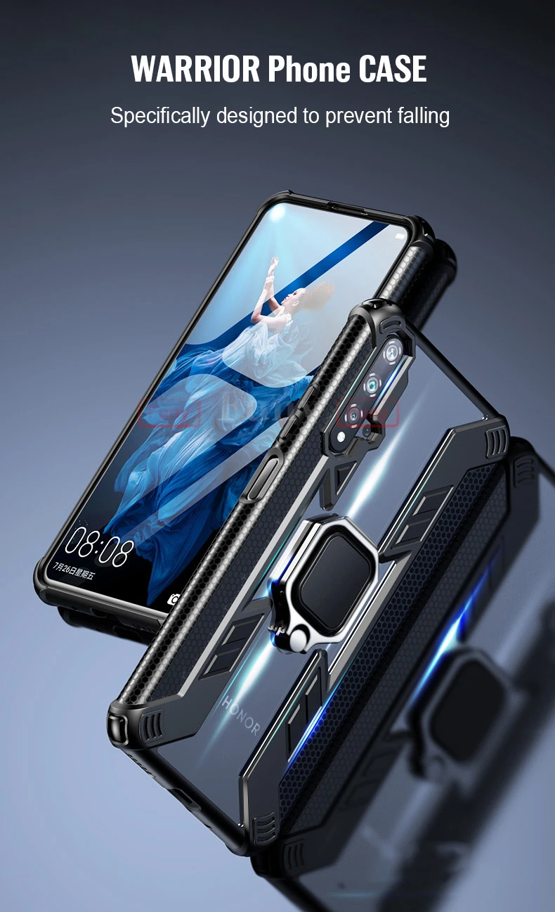 Противоударный защитный чехол для huawei Honor 20 Pro, чехол с кольцом, Прозрачный чехол для Honor 20 Pro 9x Pro, чехол на заднюю панель