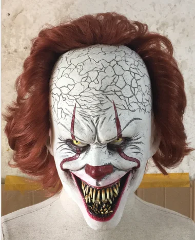 Buck teeth clown A Страшная злая маска клоуна, двусторонняя латексная резиновая маска, костюм для Хэллоуина, маска клоуна с волосами для маски для взрослых - Цвет: Buck teeth clown A
