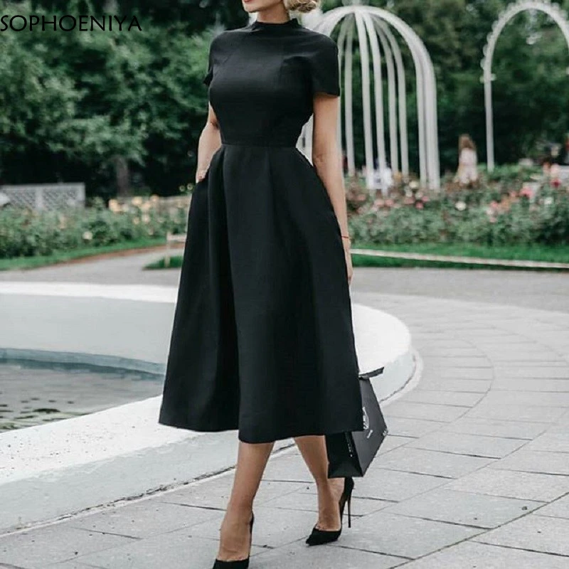 

Женское атласное платье, черное коктейльное платье для выпускного вечера