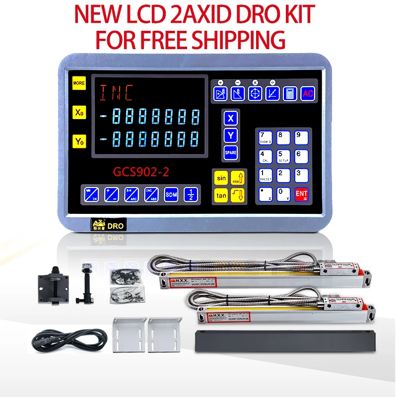 

HXX Kit Complete Set 2 Axis LCD Digital Readout DRO with 0-1000mm Glass Linear Scale Encoder Sensor For Milling Lathe Machine