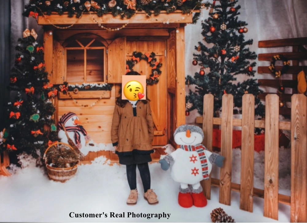 Laeacco Рождественская вечеринка Фотофон ферма Деревянный дом дерево подарок снег