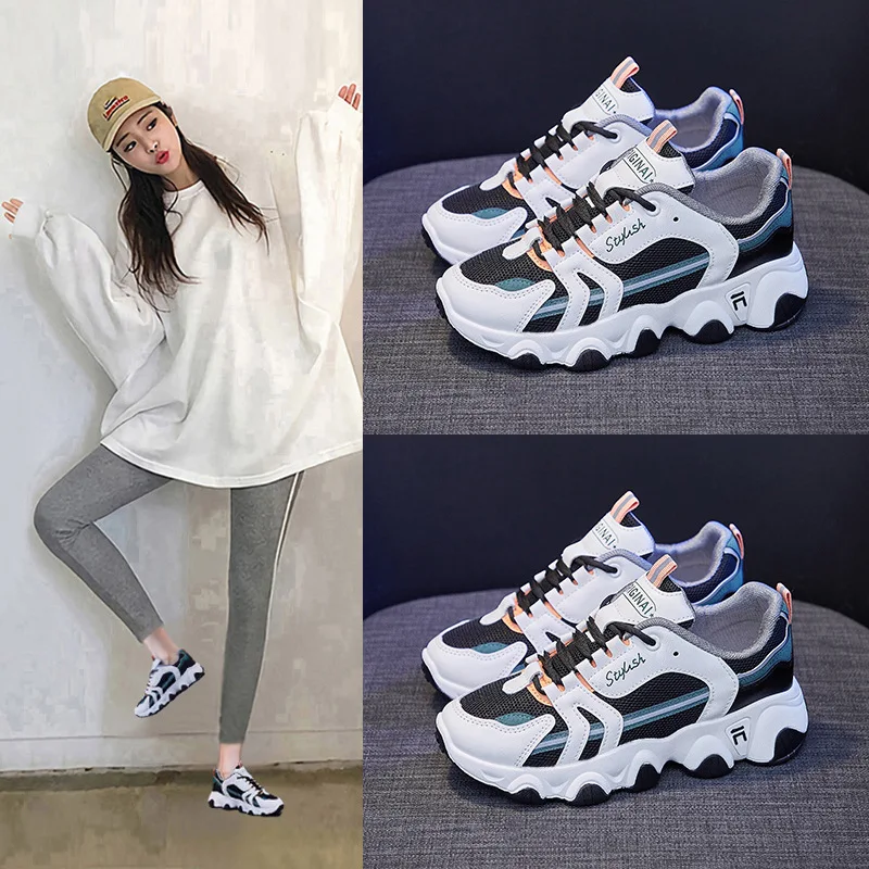 

Ins Hot Sale Spring Casual Shoes Women White Sneakers Breathable Sport Sneaker for Women 2021 Spring White Shoes Student Sneaker