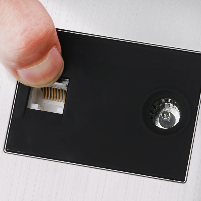 

RJ45 Wall Internet Socket With TV Outlet Stainless Steel Brushed Silver Panel