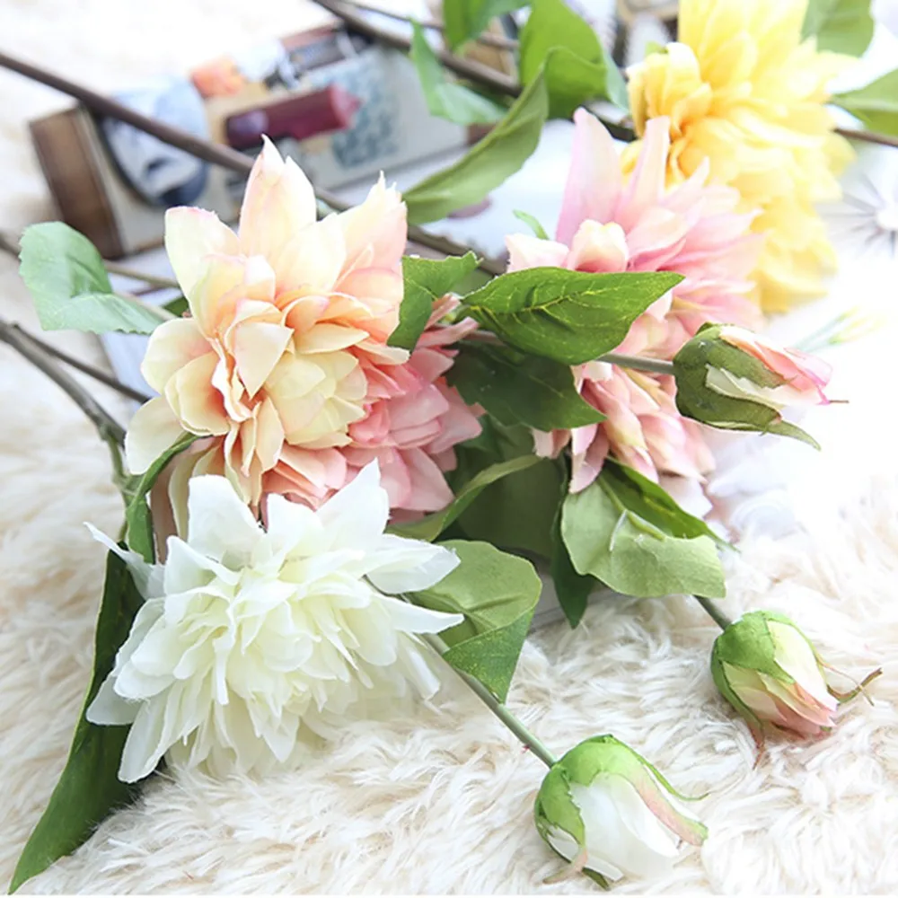 1 шт. Искусственные цветы Dahlias шелковые как настоящие искусственные для свадебной