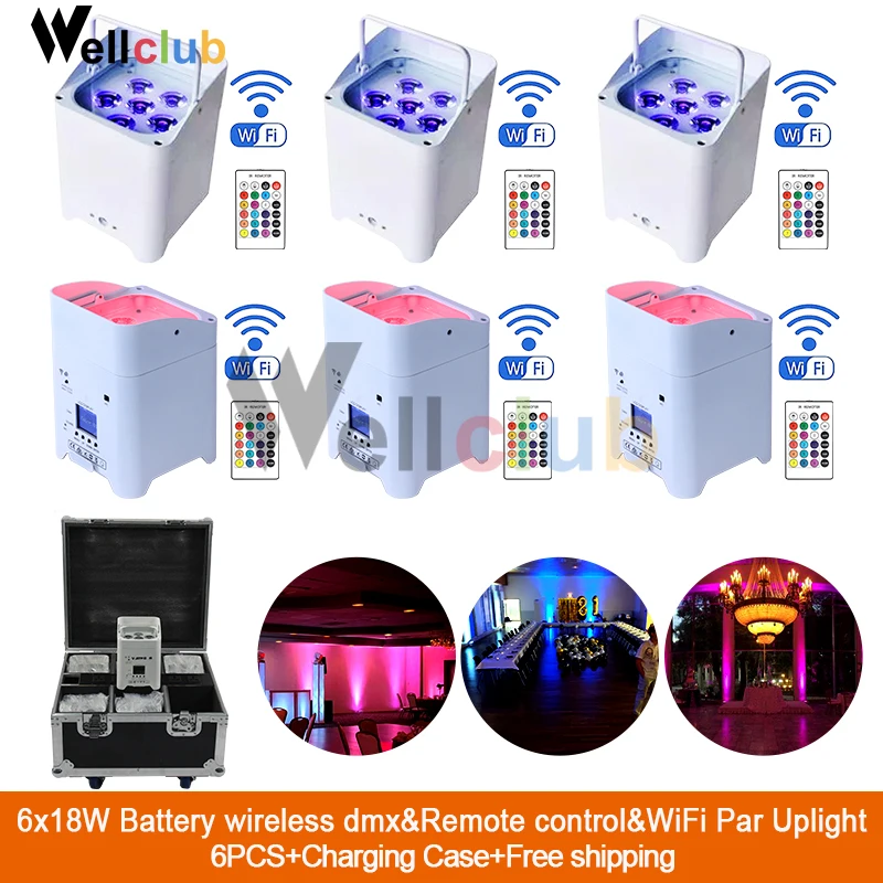 white colors 6 шт. Беспроводная батарея dmx светодиодный светильник RGBWA+ UV 6в1 светодиодный светильник для мытья DJ светильник s Up светильник s IR recmote& WiFi - Испускаемый цвет: white colors