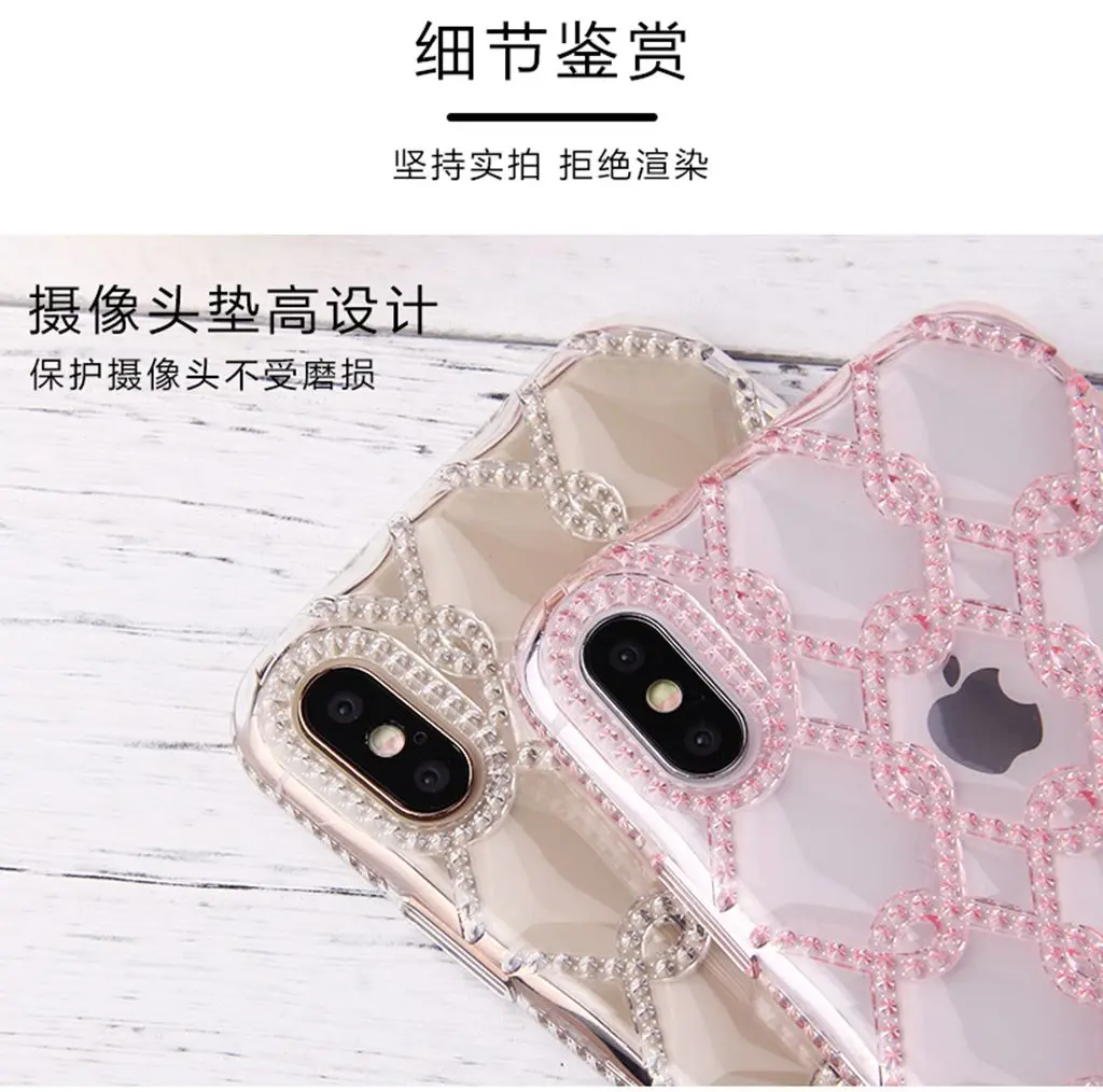 XR модный прозрачный чехол с ромбовидным узором для iPhone X XS Max 6 6S 7 8 Plus мягкий
