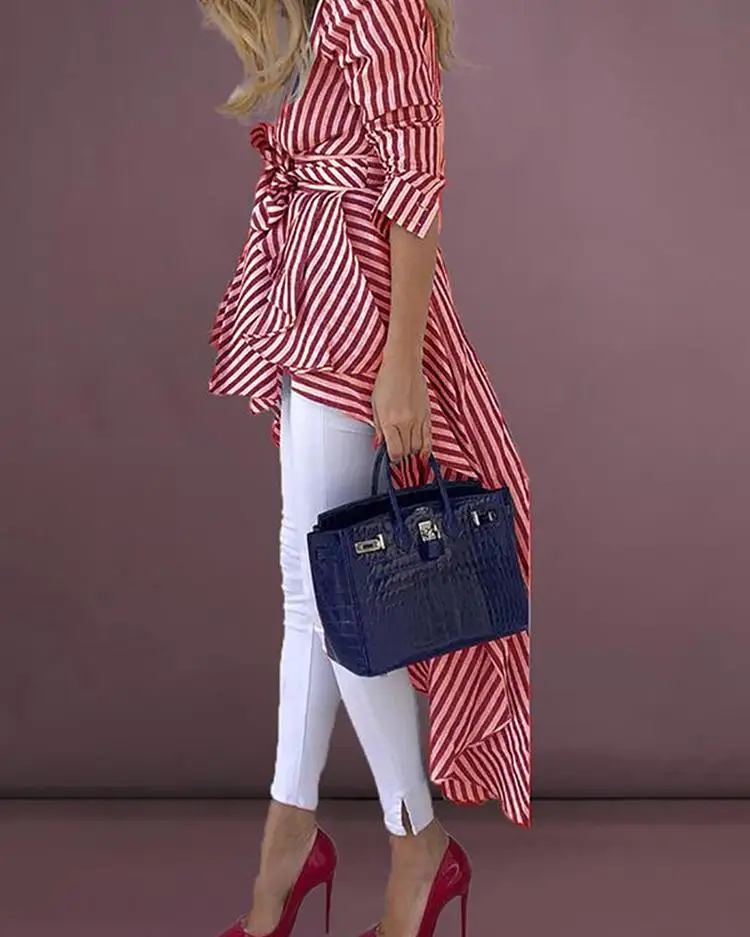 Женская свободная туника в стиле бохо модная размера плюс полоску с длинным