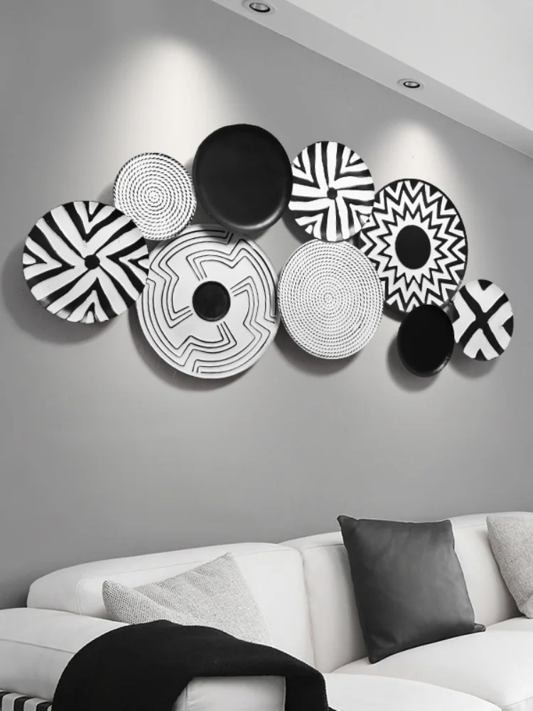 

Американская кованая железная настенная подвеска черно-белая круглая форма поделки искусство домашний Фотофон для дивана аксессуары