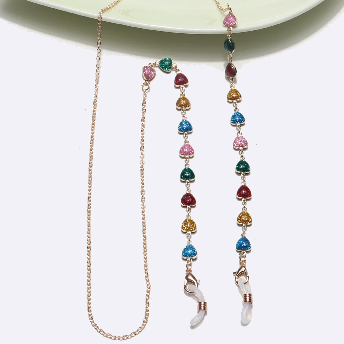 

2021 Chic Simple Casual Gold Coor Mask Chain Fashion Women Sunglasses Chain Holder