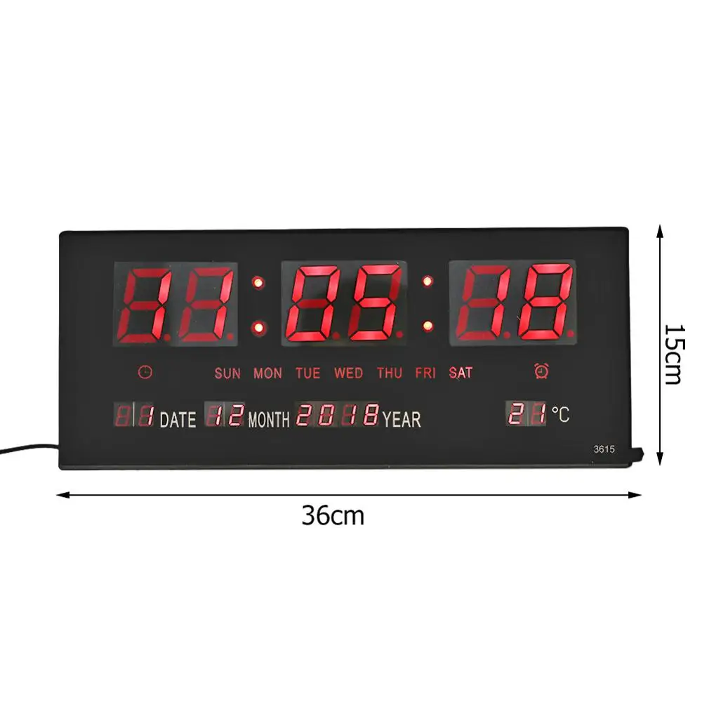 36x15x2.9cm USB цифровой будильник, светодиодный, электронные часы с подсветкой, Повтор звука, календарь, настольные часы с европейской вилкой - Цвет: 36x15x2.9cm