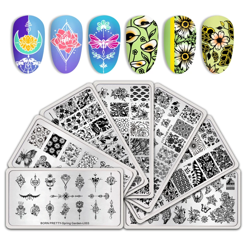 Пластины для штамповки ногтей Цветочный Тропический узор художественный штамп с
