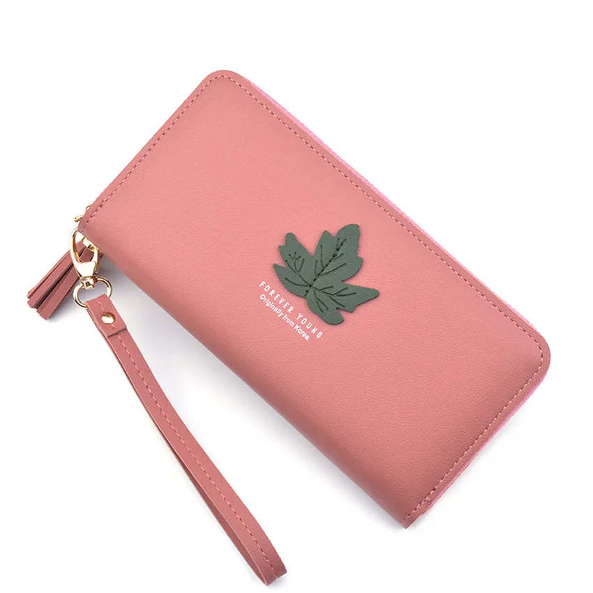 

2019 Tassel Wallet Ladies Cute Women Long Wallet Pure Color Clutch Bag 2019 New PU Leather Fashion Purse Phone Card Holder Bag