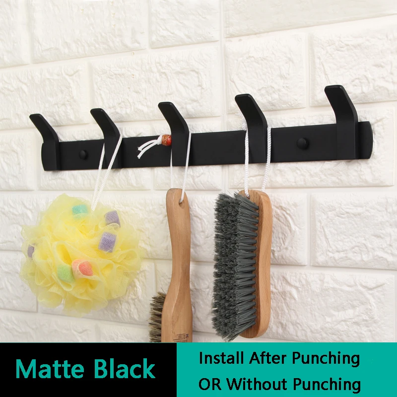 Черный многофункциональный крючок для ванной комнаты 5 полотенцесушитель
