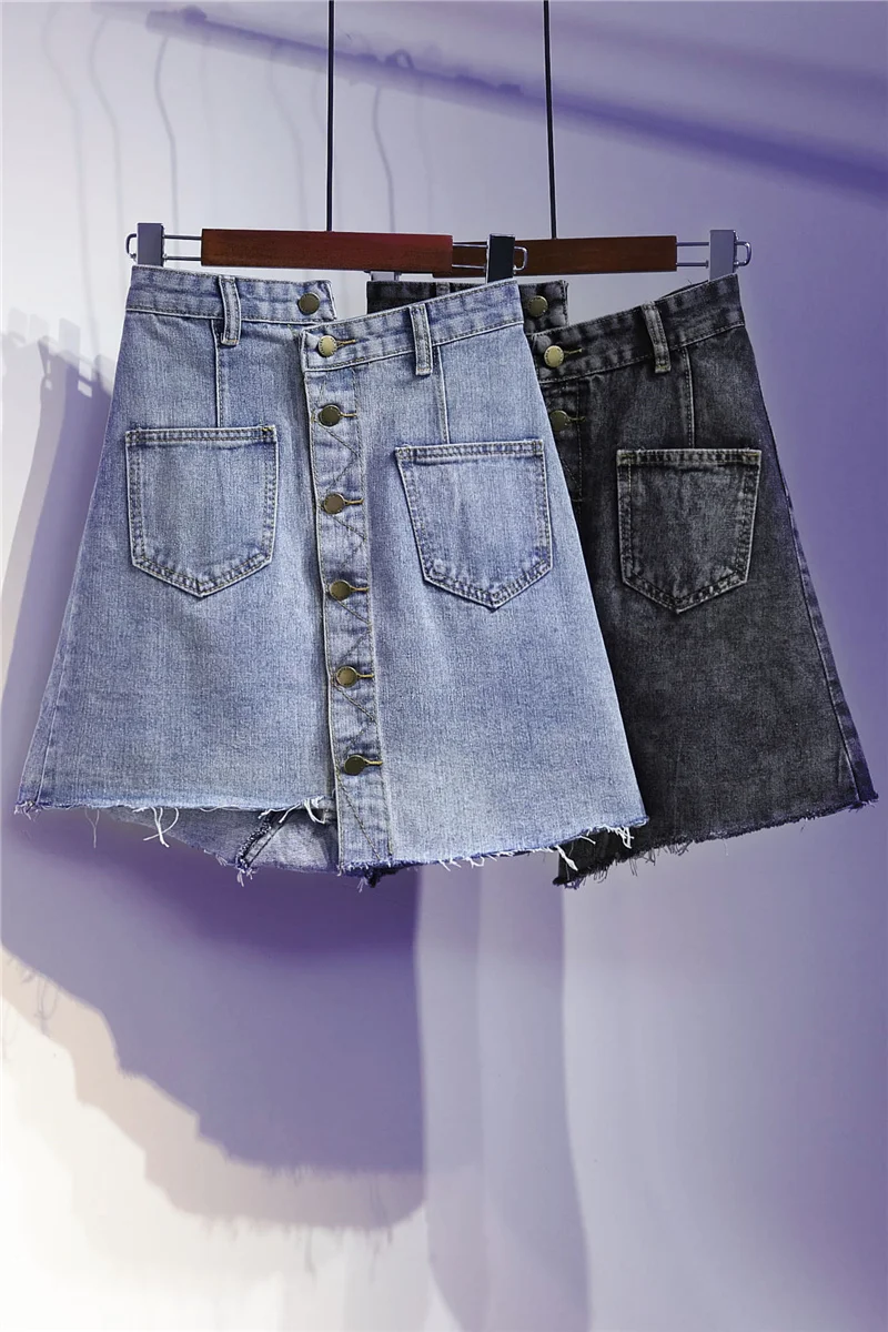 

Spring and summer high waist irregular dislocation denim skirt for women