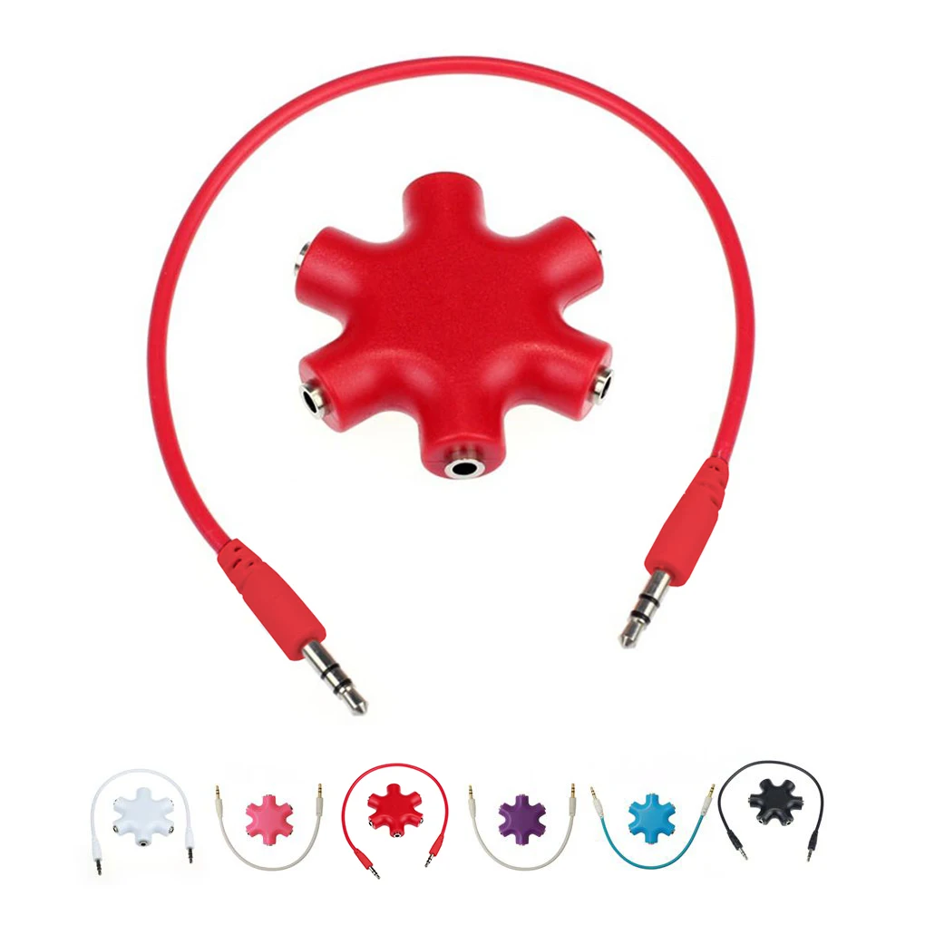 

Mix Colors 3.5mm Snowflake Shape 5 Way Stereo Audio Splitter Jack Earphone Headphone Adapter To Share Your Music