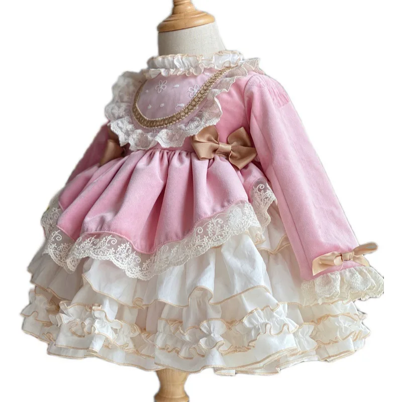 

Boutique children's clothing plus dress 2021 Spanish girls dress long sleeve baby girl princess dress one-year-old dress