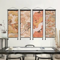 japanese fabric wood hanging scroll painting decorative painting zen floral hanging canvas painting art poster pictures wall art