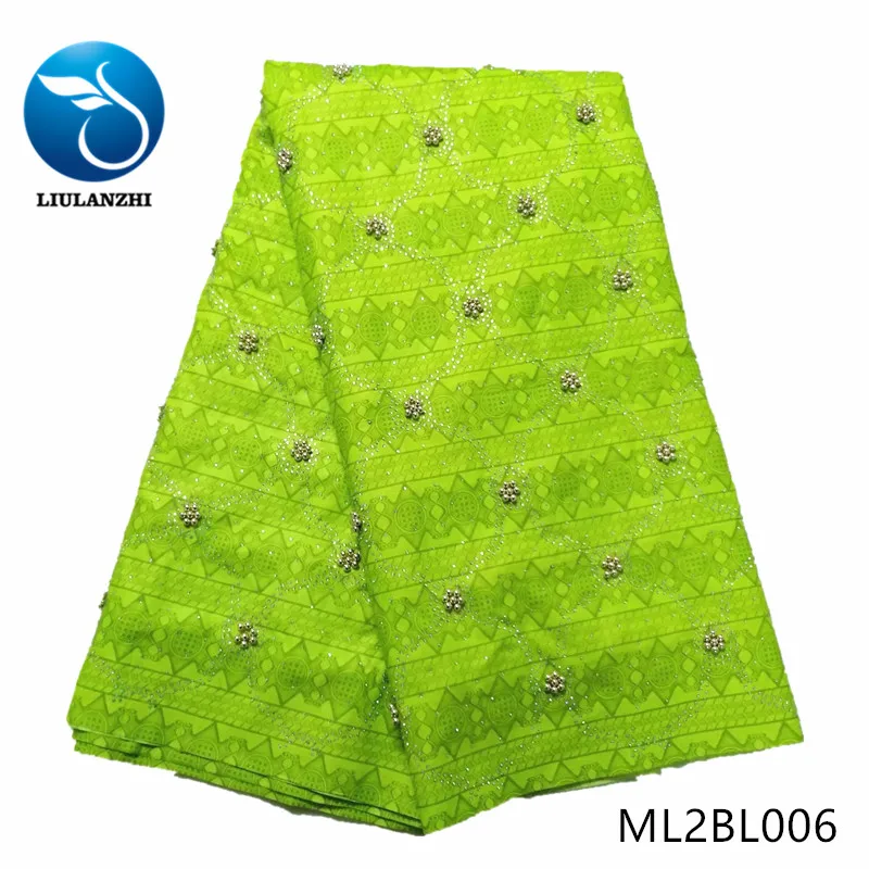 

LIULANZHI African wax fabrics blue cotton wax fabric with stones and beads high quality 6yards batik fabric ML2BL001-ML2BL008