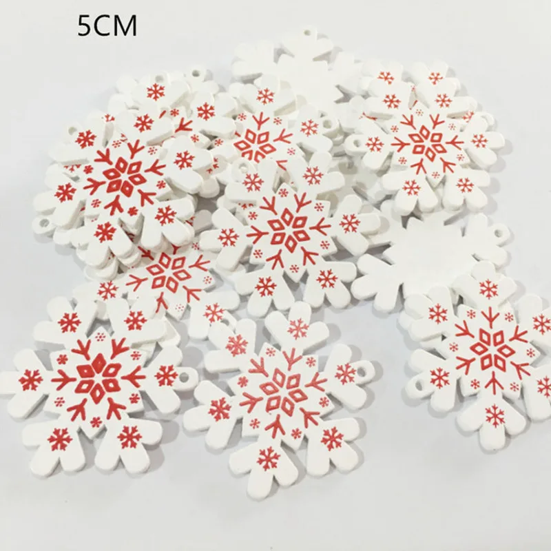 White snowflake Новогодняя Подвеска из натурального дерева Снежинка и висячие украшения Рождественская елка деревянные украшения для дома Noel - Цвет: White snowflake